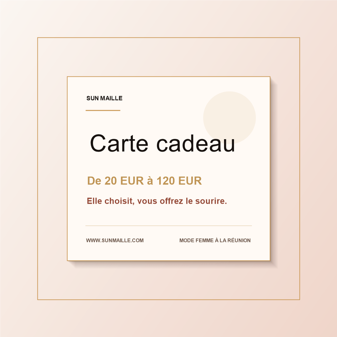 Carte cadeau Sun Maille de 20 EUR &agrave; 120 EUR